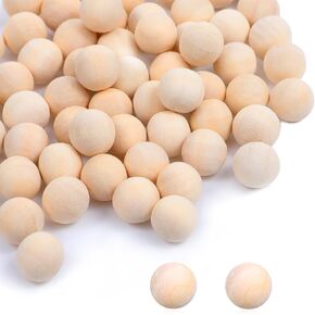 100 PCS Round Wooden Balls for Crafts, Unfinished Natural Wood Balls for Crafts Round Solid Wood Ball for DIY Craft Projects Jewelry Making Arts Design