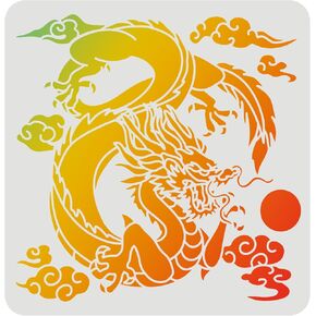 FINGERINSPIRE Dragon Stencil - 11.8x11.8inch Oriental Dragon Stencil for Painting on Wood, Tile, Paper, Fabric, Floor and Wall