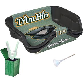 Trim Bin Complete Kit with Scissors Scrubber Black Portable 2 Piece Workstation Container with 150 Micron Stainless Steel Sifter Screen, Trim Tray, and Static Brush