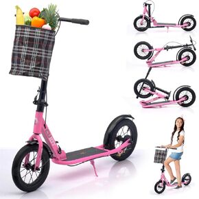 Adult Scooter for XXL Big Wheels, Folding Commuter Kick Scooter for Adults & Teens, Adjustable Heigh, Lightweight Sports Commuter Scooter for Kids Tenns Adults, 4 Adjustable Levels.