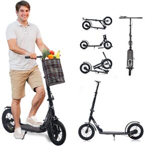Adult Scooter for XXL Big Wheels, Folding Commuter Kick Scooter for Adults & Teens, Adjustable Heigh, Lightweight Sports Commuter Scooter for Kids Tenns Adults, 4 Adjustable Levels. in Kuwait