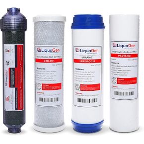 LiquaGen - 5 Stage Reverse Osmosis Deionization (RODI) Yearly Replacement Filter Kit- Stage 1, 2, 3 & 5 | Water Purifier Filter Set for Aquarium Reef, Fish tank's, Gardening & More | 0 TDS/PPM Water