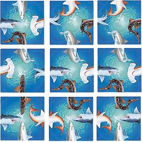 Scramble Squares- Sharks- 9 Piece Challenging Puzzle- Ultimate Brain Teaser and Mind Game for Children & Adults- Boosts Cognition and Problem Solving Skills