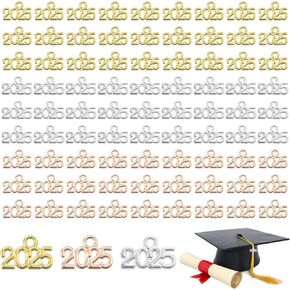 150PCS 2025 Alloy Charms, Mini Graduation Tassel Charm, DIY Craft Necklace Bracelet Earrings Keychain Supplies(3 Colors)