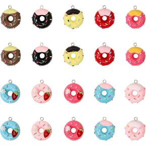 Honbay 20PCS Resin Food Charms Pendant Dainty Sweet Donut Pendant Cute Simulated Food Tiny Pendants Bead Charms for Keychains Earrings Bracelets Necklaces Jewelry Making and DIY Crafts - 10 Styles