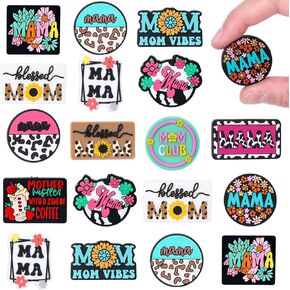 Whaline 12Pcs Mama Silicone Focal Beads Assorted Mama Silicone Spacer Beads Characters Mom Club Mixed Beads for Pen DIY Crafts Jewelry Necklaces Keychain Making Accessories