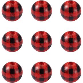 Cheriswelry 50Pcs White Black Stripe Natural Wood Beads Round Farmhouse Wooden Large Hole Beads Loose Spacer Beads 16mm for DIY Bracelet Necklace Jewelry Making Home Decor