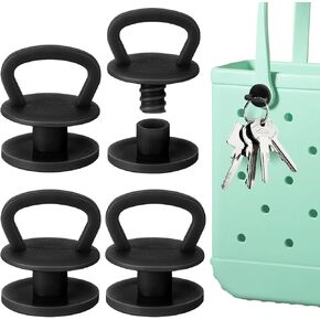 Bag Strap Button Replacements with Hook, 4pcs Twist-Lock Rivets for Bogg Bag Handles, Durable Resin, Reusable Upgrade for Beach Tote Bags Accessories(Black)