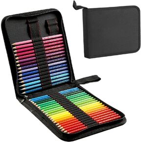 Colored Pencil Case 36/72 Slot Pencil Box Holder for Colored Pencil Pen with Handle Straps Watercolor Portable Handy Colored Pencil Bag Organizer DIY Folding Colored Pencil Case Gift