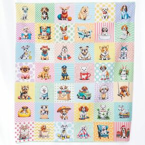 Fabrics Dogs. Cotton Charm Packs, Fat Quarters Bundles, 42 Different Motifs. Ideal for Quilts, Sewing, Blankets, and I Spy Games for Kids, 36" x 31" Continuous Panel
