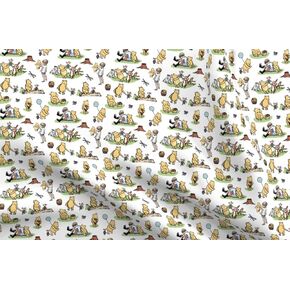 Spoonflower Fabric - Pooh Bear Classic Pooh Illustration Balloon Honey Piglet Winnie The Printed on Petal Cotton Fabric by The Yard - Sewing Quilting Apparel Crafts Decor