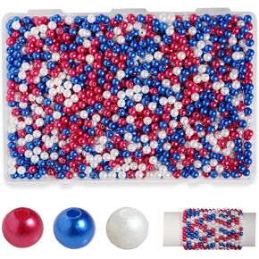 1500pcs Red White and Blue Beads, 6mm Independence Day Round Pearl Beads for DIY Bracelet Necklace Jewelry Making, 4th of July Arts Crafts Beading Supplies, Hair Beading (Boxed) in Saudi Arabia