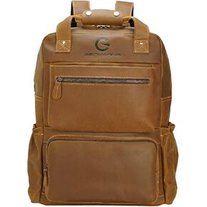 Genuine Leather Bag with Multiple Pockets - Convertible Purse Bag for Travel, Work, College, Gym & Hiking - Stylish Luggage Backpack for Books & 15.6" Laptop