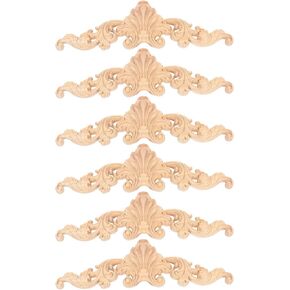 COHEALI 6Pcs Wooden Woodcarving Appliques - 7.87x2.24in Furniture Decoration for Door, Cabinet, Wall, Table, DIY Home Decor