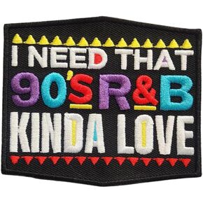 90s R&B Kinda Love Music Lovers Iron-on Embroidered Patch, Size 3.5", 1-pc Patch for Jackets, Trucker Hats, Crocs, Koozi