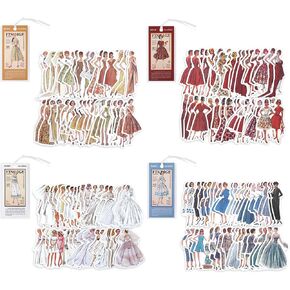 160PCS Vintage Scrapbook Stickers Set, Vintage Women Stickers, Fashioned Girls Sticker, Retro People Sticker Book for Adults for Journaling Scrapbooking, Junk Journaling, Collages