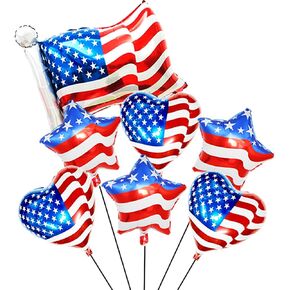 American Flag Balloons Red White and Blue Balloons Patriotic Balloons 4th of July Balloons for Independence Day Party Decoration Supplies 7Pcs