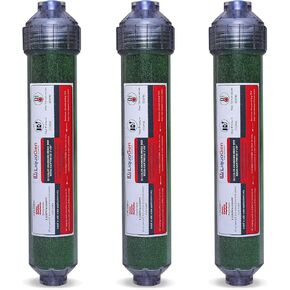 LiquaGen - 3 Pack Replacement Inline Deionization (DI) Canisters for Universal RO/DI Systems | Reverse Osmosis/Aquarium Reef Filter Kit for 0 TDS Ultrapure Water