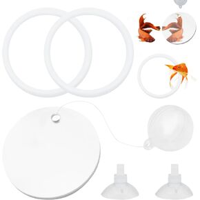 2 Pcs Betta Fish Exercise Ring and Betta Mirror Set,Betta Ring Enrichment Toys,Betta Toys Suitable for Fish Tank, Betta Tank, Betta Aquarium