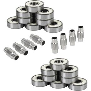 Hockey Bearings ABEC 9, 7, 5 Inline Roller Speed Package 16 Bearings and 8 Spacers Kit (ABEC 9 - White)