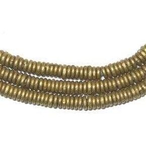 Kenya Brass Heishi Beads - Full Strand of 3mm African Metal Disk Spacers - The Bead Chest