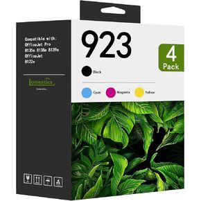 923 Ink Cartridge Combo Pack (4-Pack, Black/Cyan/Yellow/Magenta) - Lomenti Compatible for HP 923 Ink Cartridges use with OfficeJet 8122e OfficeJet Pro 8135e 8138e 8139e Printer