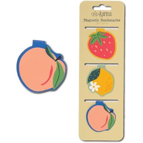 Karma, Magnetic Bookmarks Set of 3, Cute Bookmarks for Women, Page Markers for Students Teachers Reading, Fruit