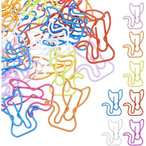 50PCS Paper Clips 7 Colors Cute Cat Paper Clips Animal Bookmarks Fun Office School Christmas Gifts for Women Coworkers Teacher Students Girls Boys Cat Lovers (1.18×0.98 Inches)