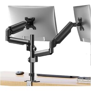 LCD Computer Double-Headed Black Double-arm Monitor Stand with Extension arm That can be Hung Upside Down, rotated, Lifted, and Telescopic Aluminum Alloy Desktop Stand