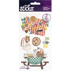 STICKO/AMERICAN CRAFTS STICKO Flat Stickers FAM, Family Picnic, 10/Pkg