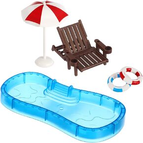 NOLITOY 1 Set Beach Miniature Dollhouse Decoration, Umbrella Palm Chair Swimming Ring, Garden Dollhouse Outdoor Accessories Beach Decorations for DIY Garden Plant Pool, Playhouse
