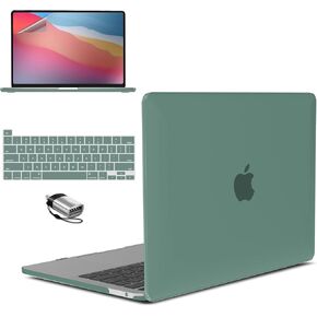 IBENZER Compatible with 2024 2023 2022 M2 M1 MacBook Pro 13 Inch Case A2338, Hard Shell Case&Keyboard Cover&Type C&Screen Film for Mac Pro 13 Touch Bar and Touch ID, Teal,T13MTGN+2TC A
