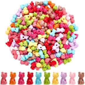 SUNNYCLUE 1 Bag About 206Pcs Random Colors Acrylic Cat Beads Animal Beads Bulk Large Plastic Colorful Kitty Novelty Cute Cats Pet Animals Bead for Jewelry Making Beads Supplies DIY Crafts Bracelet