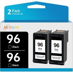 96 Black Ink Cartridge Remanufactured Replacement for HP 96 Ink Cartridge Black C9348FN C8767WN for DeskJet 6520 6540 5740 5940 OfficeJet 7210 7310 Photosmart 2605 2608 2710 6520 8150 Printer (2-Pack)