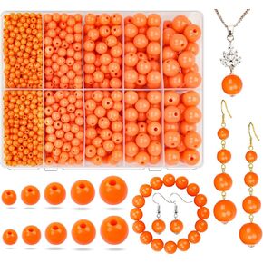 Acrylic Round Beads for Jewelry Making, Candy Color Plastic Craft Bead with Hole 4mm 6mm 8mm 10mm 12mm Loose Spacer Bead for Necklace Bracelet Earrings Ring Choker Wedding Dress Decor (Red)