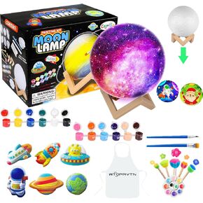 WTOPAVTN Paint Your Own Moon Lamp Kit, DIY 3D Space Moon Night Light, Art Supplies Arts & Crafts Kit, Arts and Crafts for Kids Ages 3 4 5 6 7 8 9 10 11 12+, Toys Girls Boy Birthday Christmas Gift