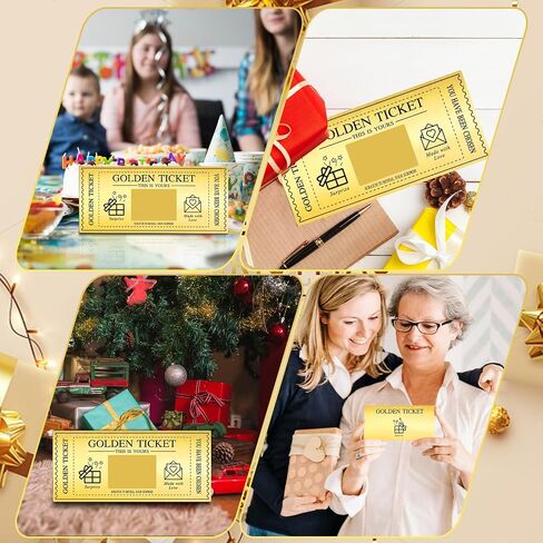 6 مجموعات تذكرة ذهبية مع مظاريف ، وكشف هدية Scratch Off Card Surpress ، بطاقة مثالية لبطاقة عيد ميلاد بطاقة حفلات حفلات السينما القسيمة هدية السحب in Saudi Arabia