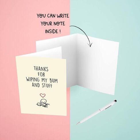 Cheerin Funny Funny Bovy's Card - بطاقات حلوة للآباء من ابنة أو ابن - هدية عيد ميلاد لطيفة لأمي أو أبي - شكرًا لك على أبي أو الجدة أو الجد in Kuwait