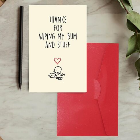 Cheerin Funny Funny Bovy's Card - بطاقات حلوة للآباء من ابنة أو ابن - هدية عيد ميلاد لطيفة لأمي أو أبي - شكرًا لك على أبي أو الجدة أو الجد in Kuwait