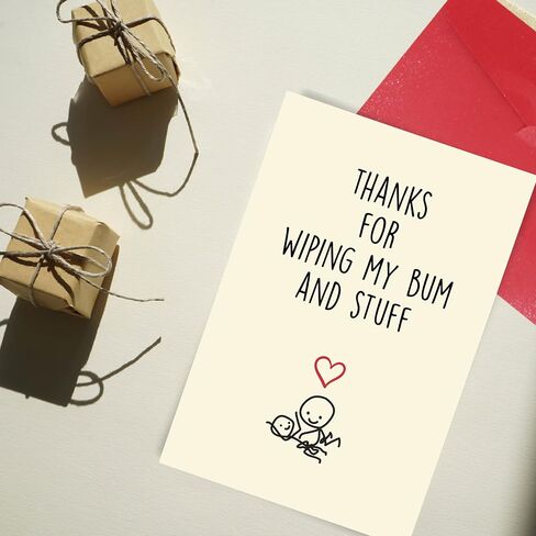 Cheerin Funny Funny Bovy's Card - بطاقات حلوة للآباء من ابنة أو ابن - هدية عيد ميلاد لطيفة لأمي أو أبي - شكرًا لك على أبي أو الجدة أو الجد in Kuwait