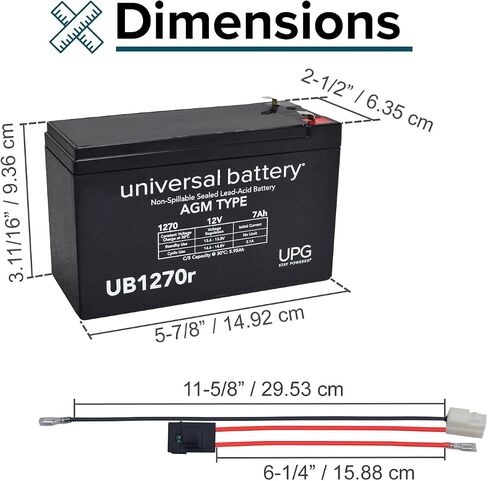 AlveyTech 12 Volt Battery Pack for Razor Power Core E90/90/E95/E90 Glow & E90 Accelerator Scooters (7 Ah, with Harness) - Replacement Single Premium Rechargeable AGM Battery with Wiring Harness in Saudi Arabia