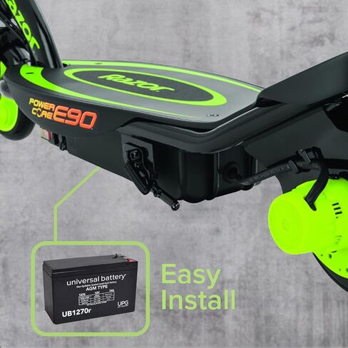 AlveyTech 12 Volt Battery Pack for Razor Power Core E90/90/E95/E90 Glow & E90 Accelerator Scooters (7 Ah, with Harness) - Replacement Single Premium Rechargeable AGM Battery with Wiring Harness in Saudi Arabia