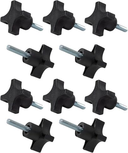 POWERTEC QNB3008-P2 مقابض مسمارية ذات 4 نقاط، 1/4 بوصة - 20 مسمار إبهام ملولب على شكل نجمة مع مسمار 1 بوصة، 10 قطع in Saudi Arabia