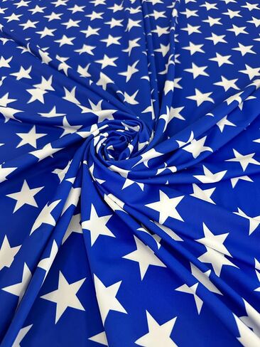 Star Print Premium Nylon Spandex Fabric - Ultra-Soft & Stretchy 4-Way Stretch Fabric by The Yard - Perfect for Activewear and Swimsuit Fabric, and More -1 Yard - 58 Inch Width (Royal Blue) in Saudi Arabia