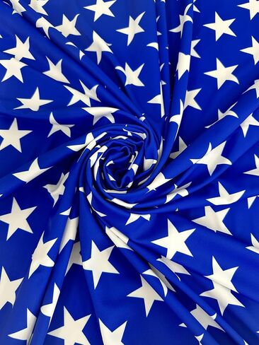 Star Print Premium Nylon Spandex Fabric - Ultra-Soft & Stretchy 4-Way Stretch Fabric by The Yard - Perfect for Activewear and Swimsuit Fabric, and More -1 Yard - 58 Inch Width (Royal Blue) in Saudi Arabia
