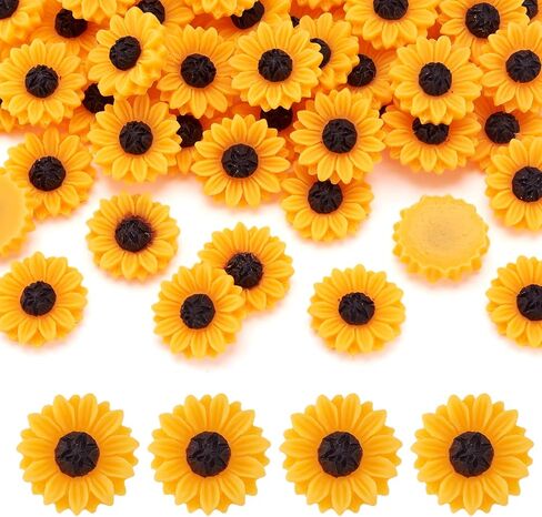 Pandahall 50pcs Flatback راتنجات عباد الشمس cabochons 15x5mm undrilled floral cameo charms charms for diy jewlery scrapbooking esbellishments (darkorange) in Kuwait