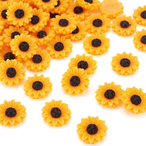 Pandahall 50pcs Flatback راتنجات عباد الشمس cabochons 15x5mm undrilled floral cameo charms charms for diy jewlery scrapbooking esbellishments (darkorange) in Kuwait