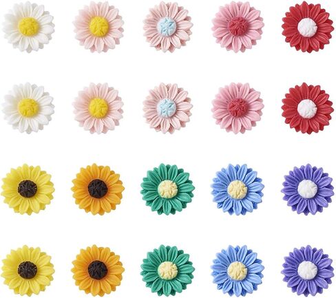 Pandahall 50pcs Flatback راتنجات عباد الشمس cabochons 15x5mm undrilled floral cameo charms charms for diy jewlery scrapbooking esbellishments (darkorange) in Saudi Arabia