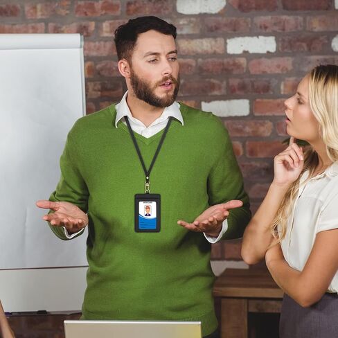 Wason Badge Holder ID Card Wallet Real Leather Case with Detachable Neck Lanyard, Hand Strap, Retractable Badge Reel - 5 Card Slots for Students Teachers Nurses Doctors Engineers (Black) in Kuwait