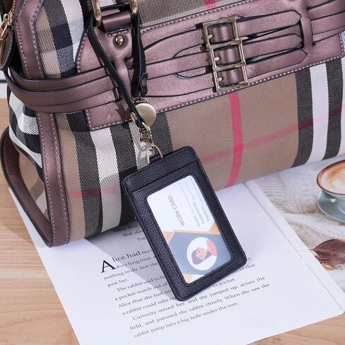 Wason Badge Holder ID Card Wallet Real Leather Case with Detachable Neck Lanyard, Hand Strap, Retractable Badge Reel - 5 Card Slots for Students Teachers Nurses Doctors Engineers (Black) in Kuwait